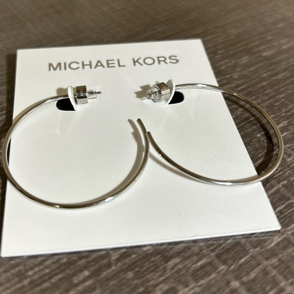 Michael Kors Stainless Steel Hoop Earrings, Color: Silver (Model: MKJ4589040) - Picture 3 of 3